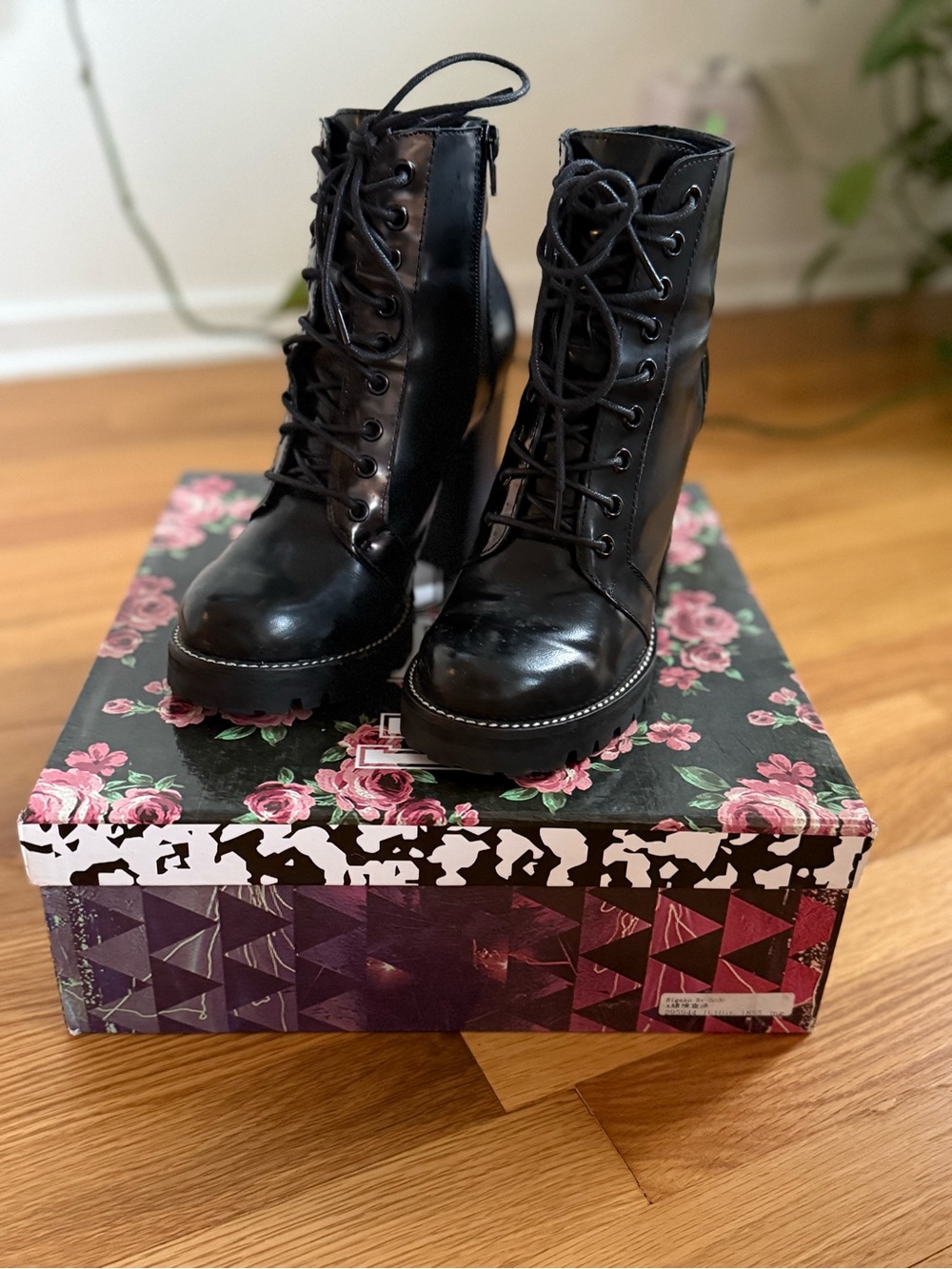 Jeffrey Campbell Legion Black Lace-Up Platform Ankle Boots